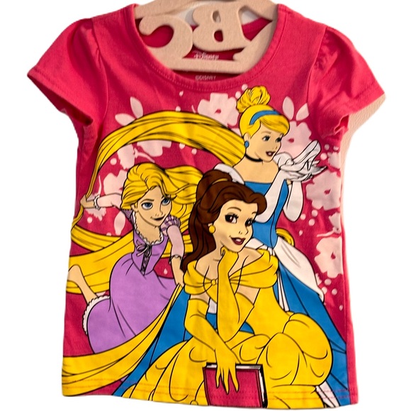 Princess Cinderella Belle and Rapunzel Girls 3 Pk Character Short Sleeve Tees 2T - Picture 2 of 10
